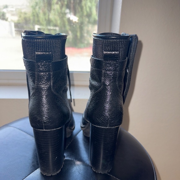 Vince Camuto Leather Boots Heels Combat Booties Biker Shoes Designer - Picture 7 of 8